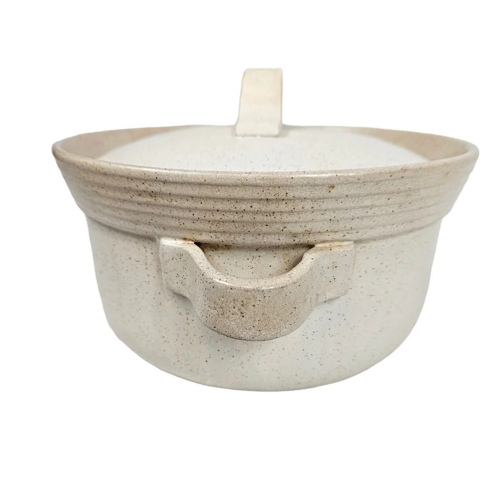 Vintage Shafford Speckled Flame Proof‎ Stoneware Small Covered Casserole Dish